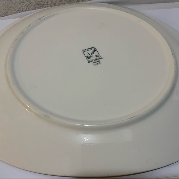 Harkerware GREEN CORONET PATTERN Serving oval  Platter  G8 - Picture 8 of 8